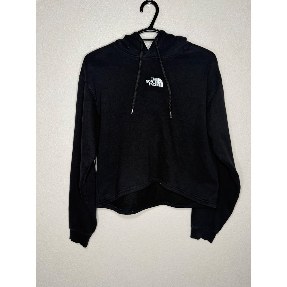 The North Face Womens Black Cropped Fleece Hoodie Sweatshirt Size M A84GT